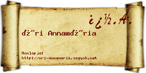 Őri Annamária névjegykártya